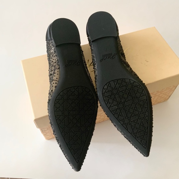 Jewel Badgley Mischka Juliana Lace Ballet Flat Black Evening Dress Shoes Pumps 7 - Picture 10 of 16